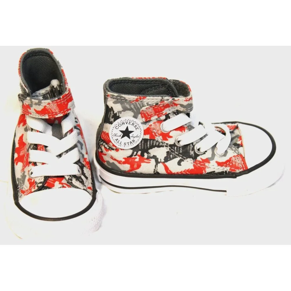 Converse Toddler Boy Dino Shoes sz 4 Sneakers Hi Top All Star Chuck Taylor Ankle